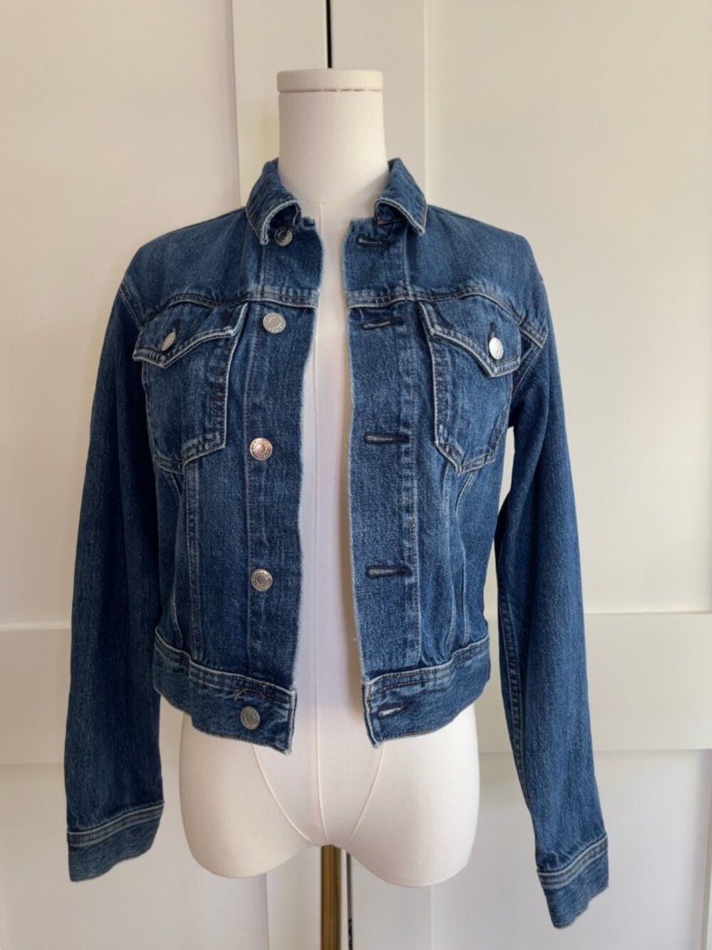 Everlane The Shrunken Denim Jacket Medium Blue 100% Cotton Size Small